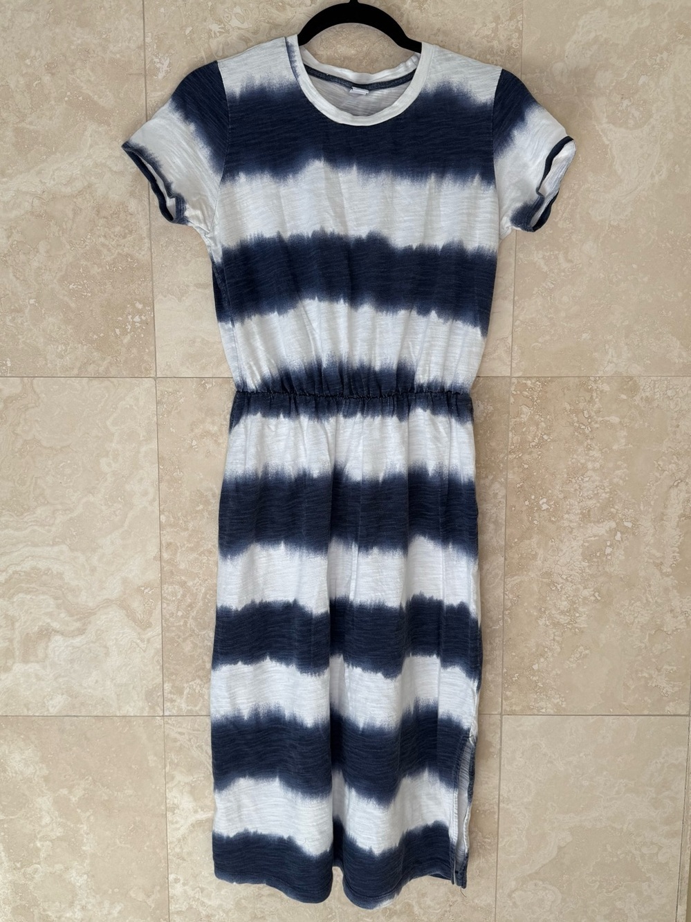 Old Navy Petite Tie Dye Midi Dress Size S Petite Blue White Coastal Americana